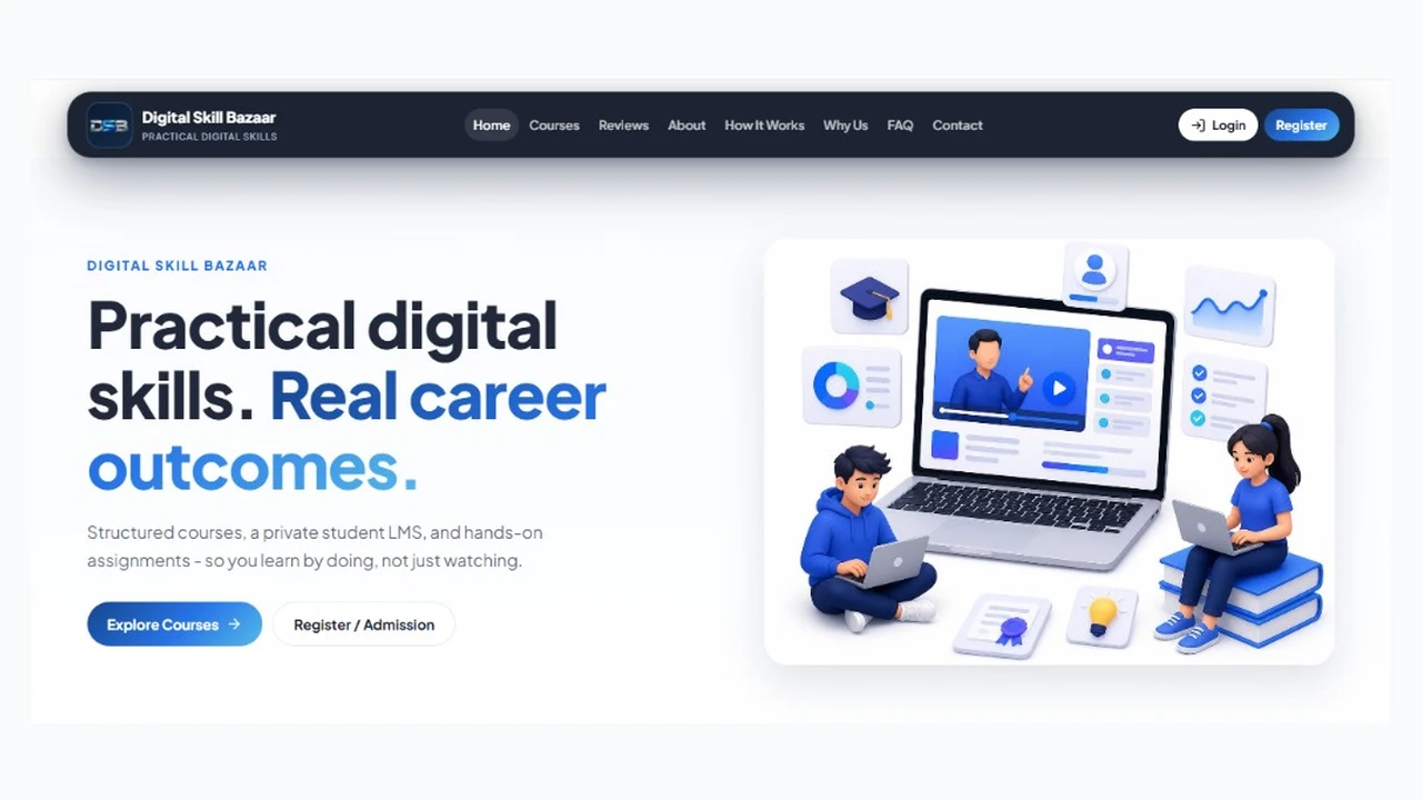 Digital Skill Bazaar — LMS Platform — Live full-stack LMS — public site, student portal, admin panel, and Laravel API.